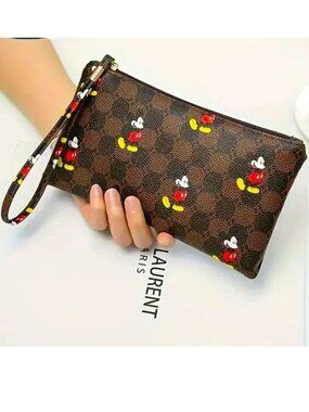 Disney Mickey Mouse Wallet Wrislet Bag Clutch Pouch Travel Purse Zip designer